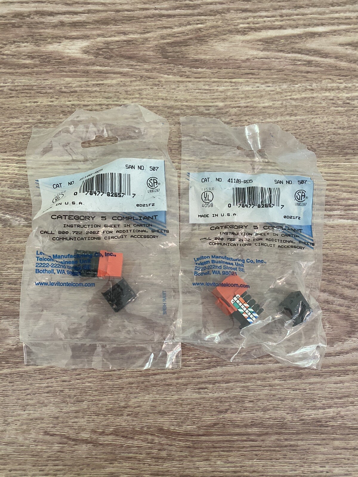 Leviton Telcom 41108-RO5 QuickPort UTP Connector 8 Conductor Cat 5 Module Flush
