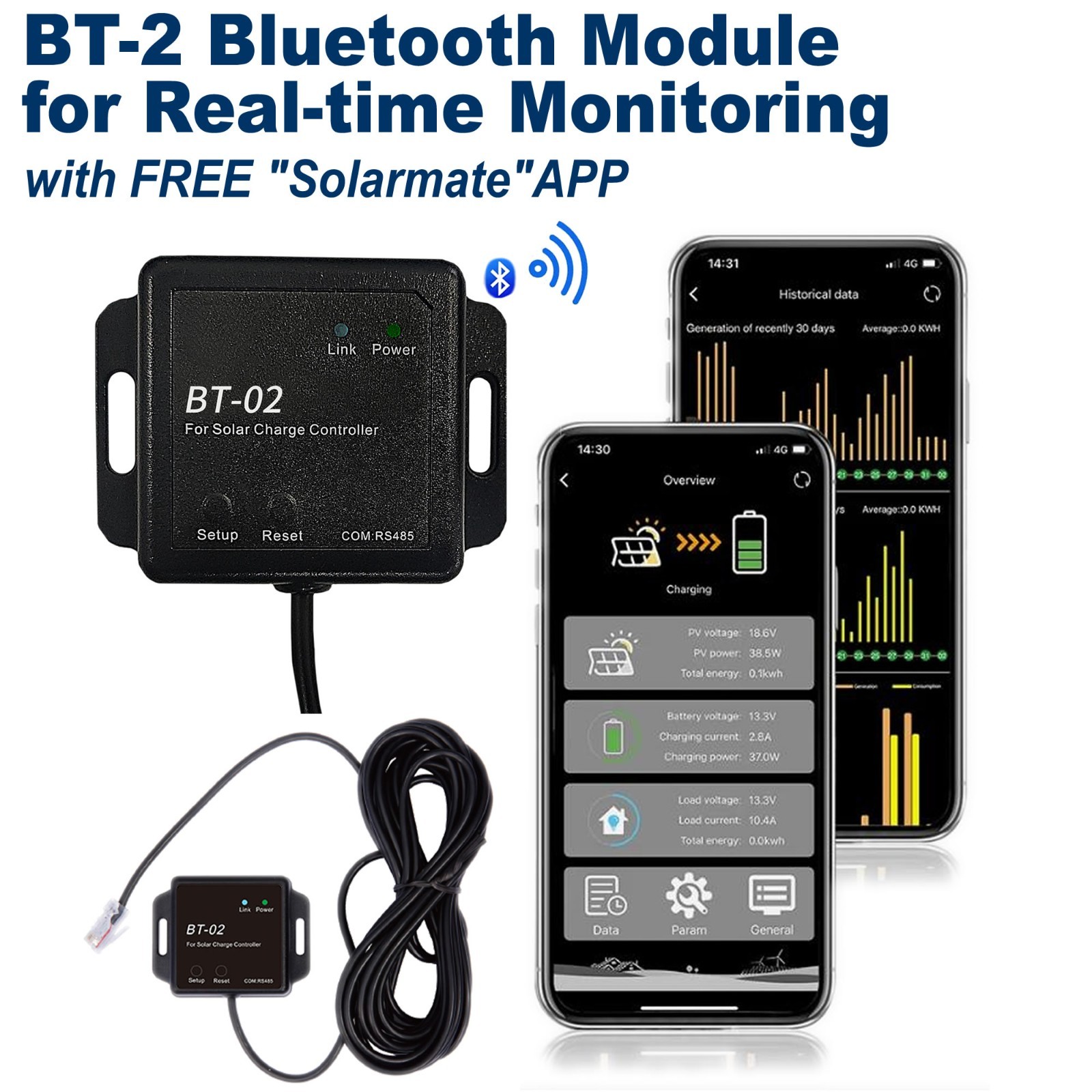 BT-2 Bluetooth Module RS485 Communication Port RJ45 Wirelessly Real Monitor