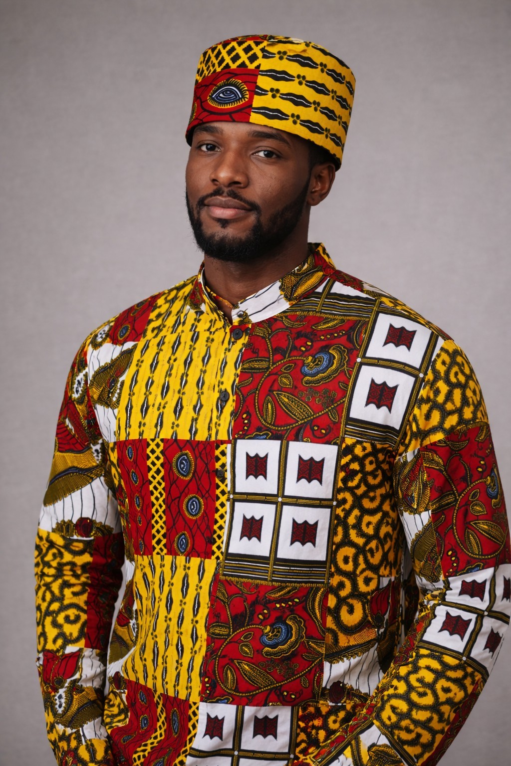 Dashiki and Kufi Patchwork Ancestry Fabric Size Small - Medium