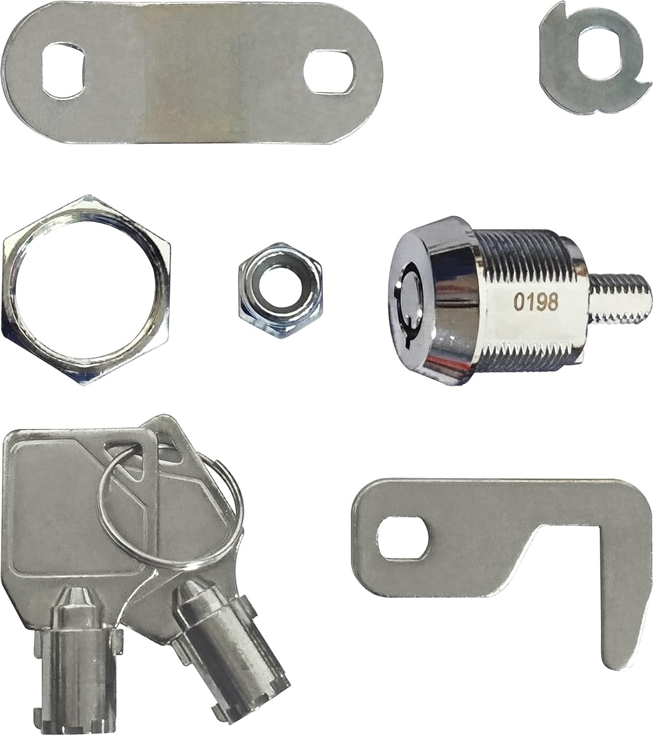 2 Pack Toolbox Lock 5/8" Tubular Cam Replacement Lock Hook Cam Keyed Alike with
