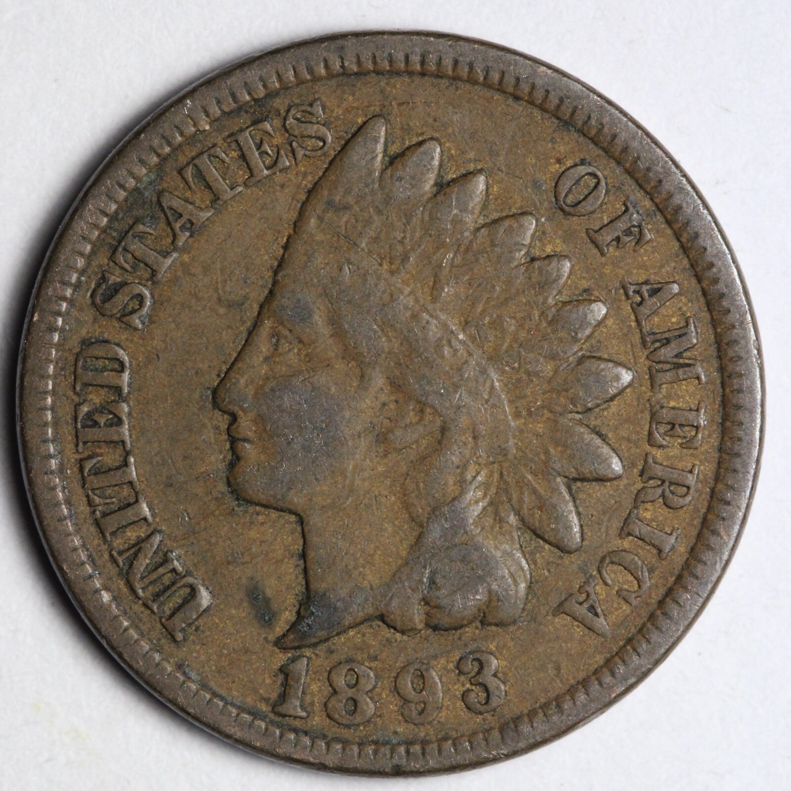 1893 Indian Head Cent Penny VF E330 UC