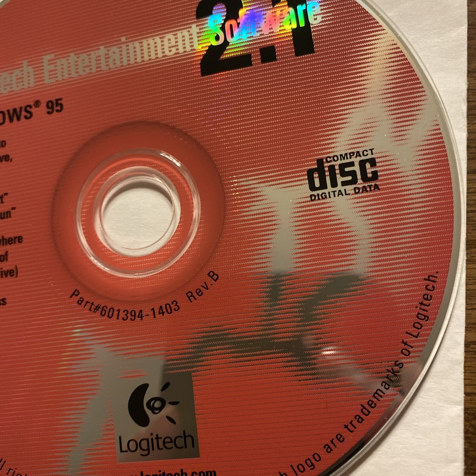 Logitech Entertainment Software 2.1 Compact Disc CD 1997 for Windows 95 Vintage