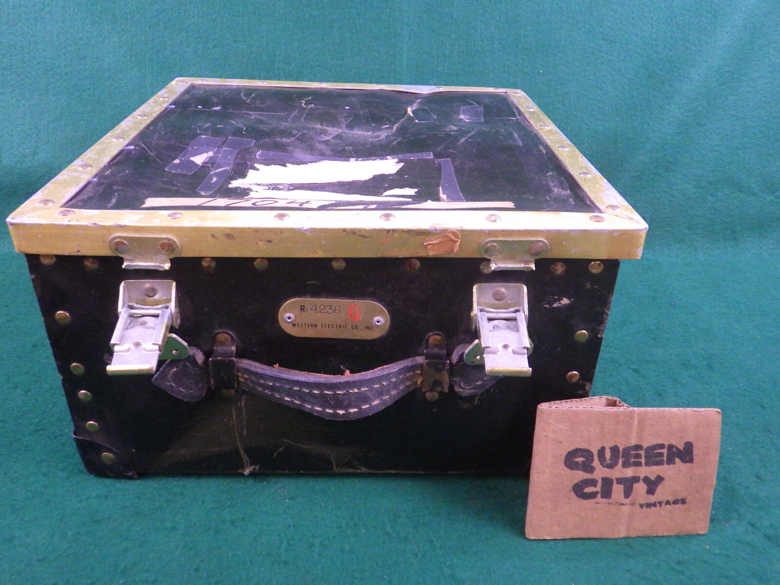 Vintage Western Electric Detector Air Manifold storage case Brass Tag 1950s