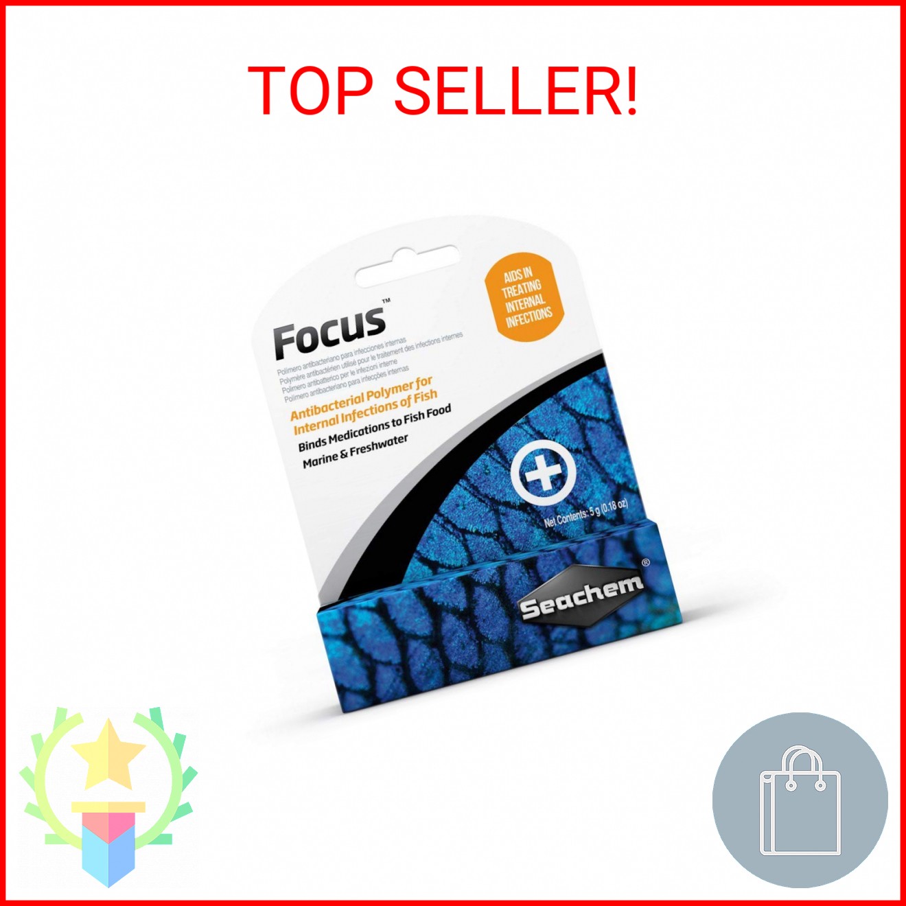 Seachem Focus Freshwater and Marine Fish Medication, 5 Grams