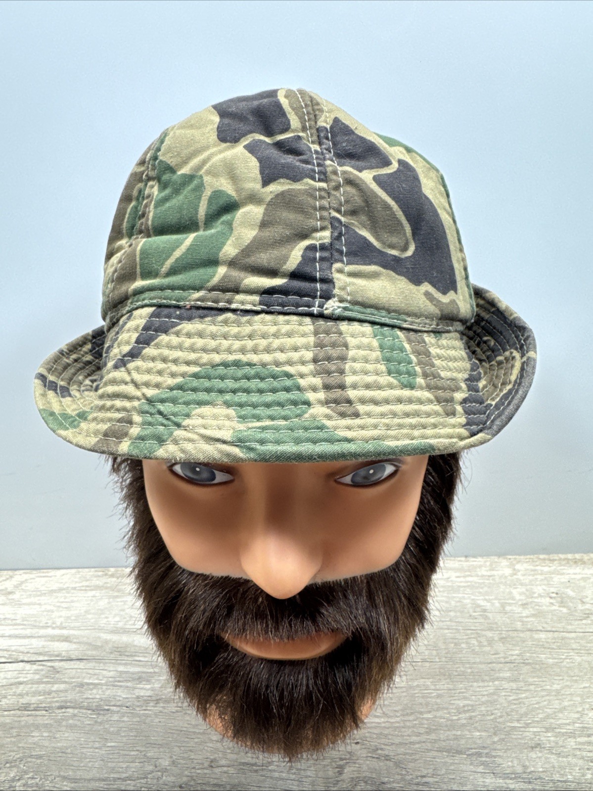 VTG Woodland Camo Jones Hunting Cap Bucket Hat M Korea Foam Insulated Ear Flaps