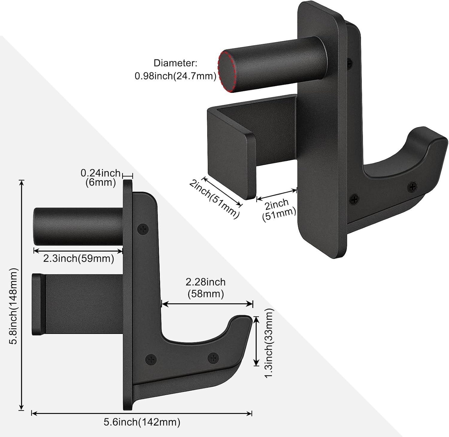 2x2 Power Cage Squat Rack J-Hook Barbell Holder/`