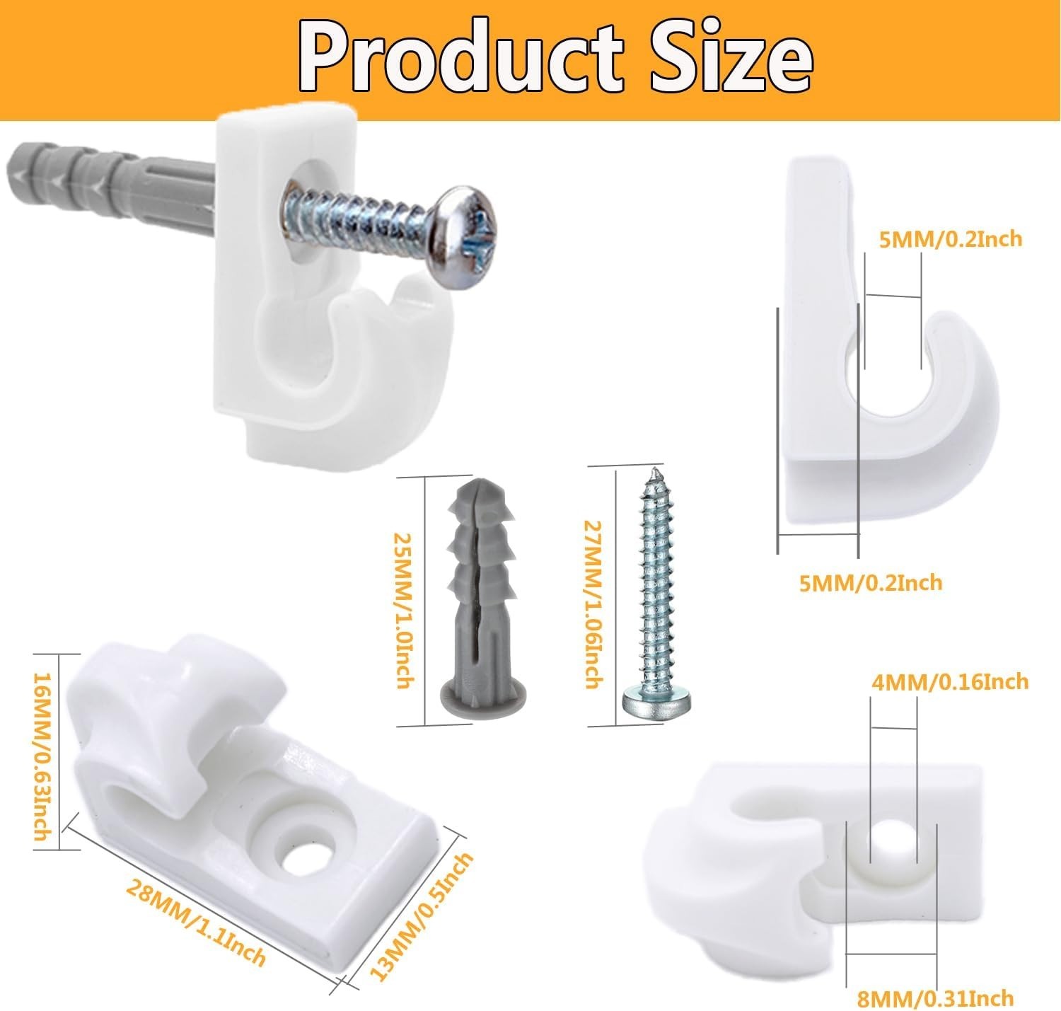Wall Clips for Wire Shelves - 30 Sets, Plastic, White