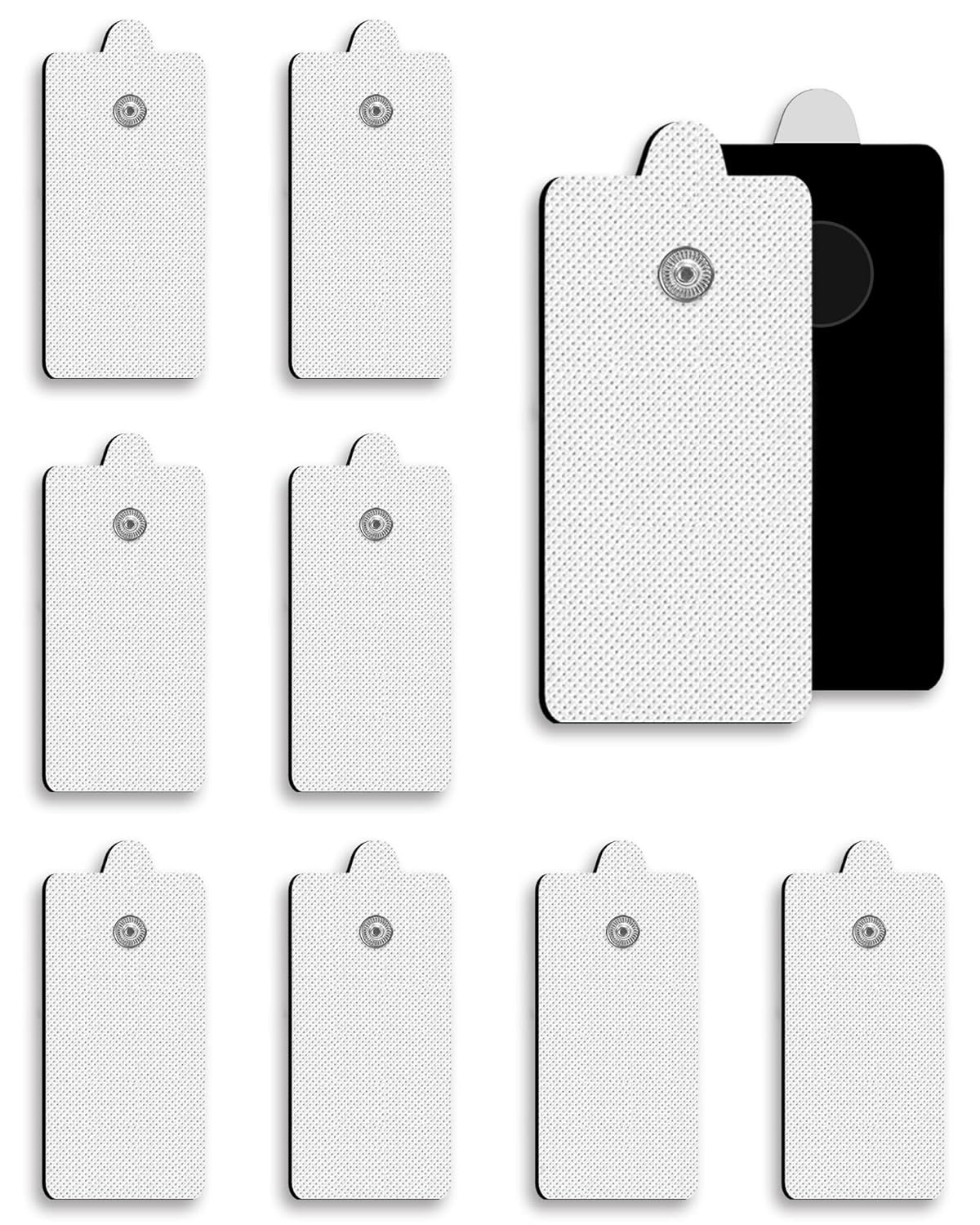 10-Pack TENS Unit Replacement Pads, Rectangular Snap Electrode Pads...
