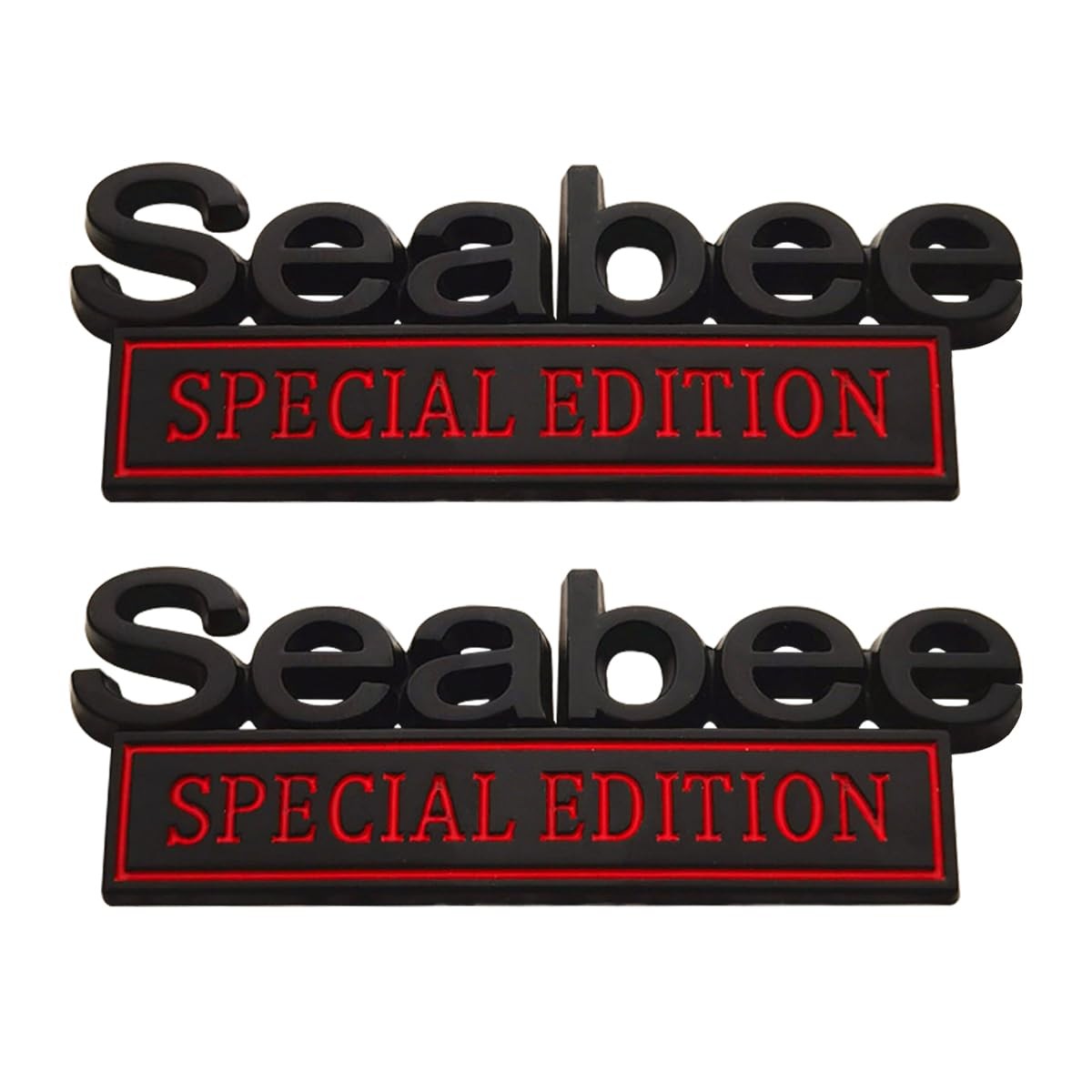 BESULEN 2PCS Seabee Edition Emblem Car Decals, 3D 1.1*0.4*0.2in, Black/Red
