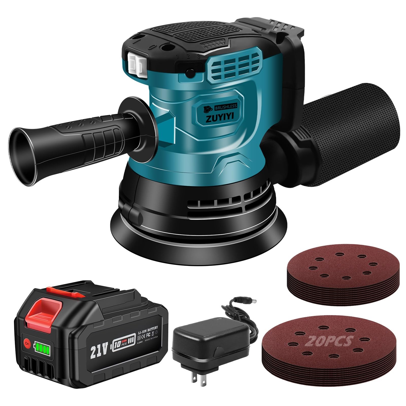 5 Inch Cordless Random Orbital Sander, 12000RPM Electric Sander 3-Speed, 4.0A...