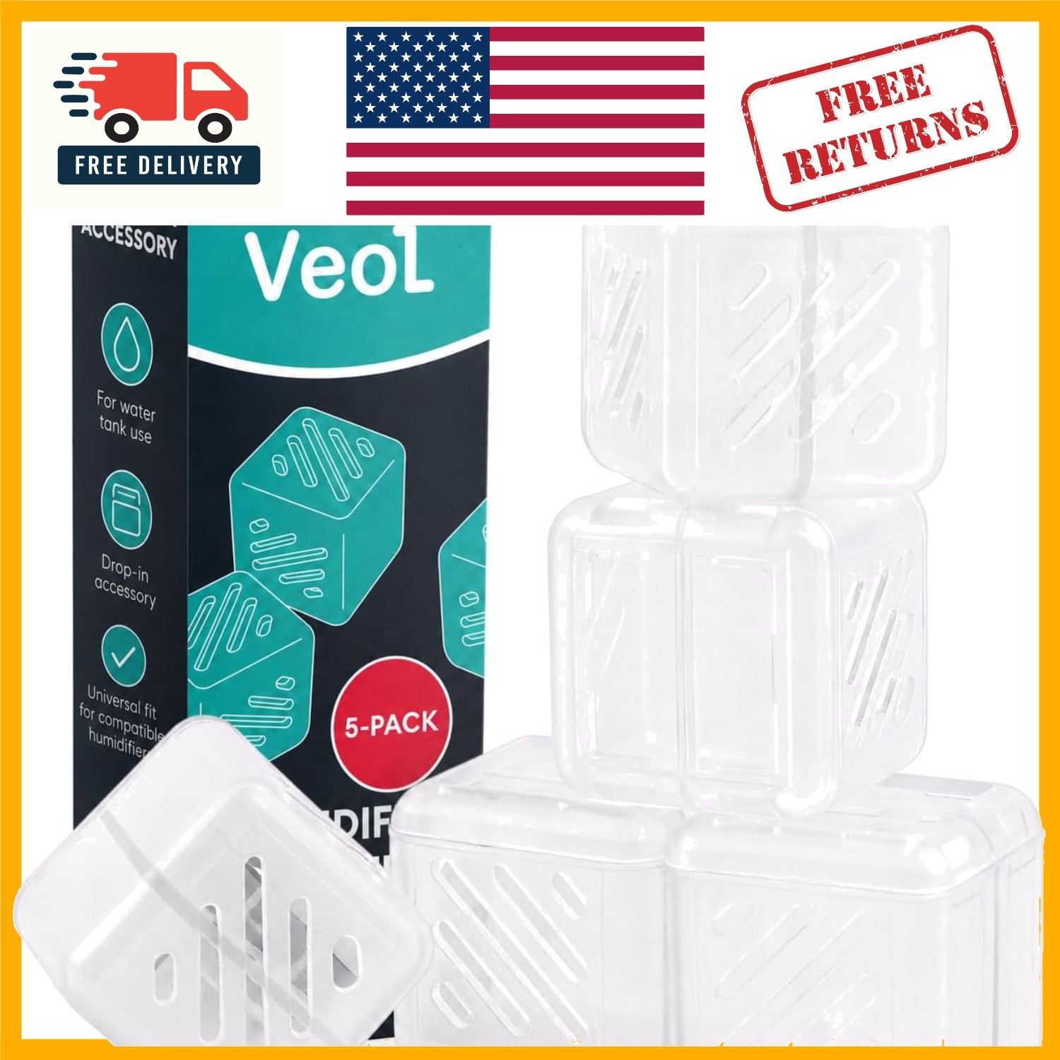Essential Humidifier Cartridge Refills 5-Pack - Fits Multiple Models Easily