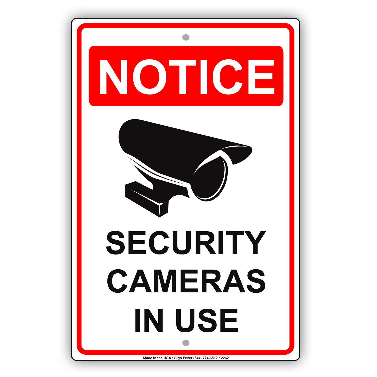 Notice Security Cameras In Use Video Surveillance Novelty Aluminum Metal Sign