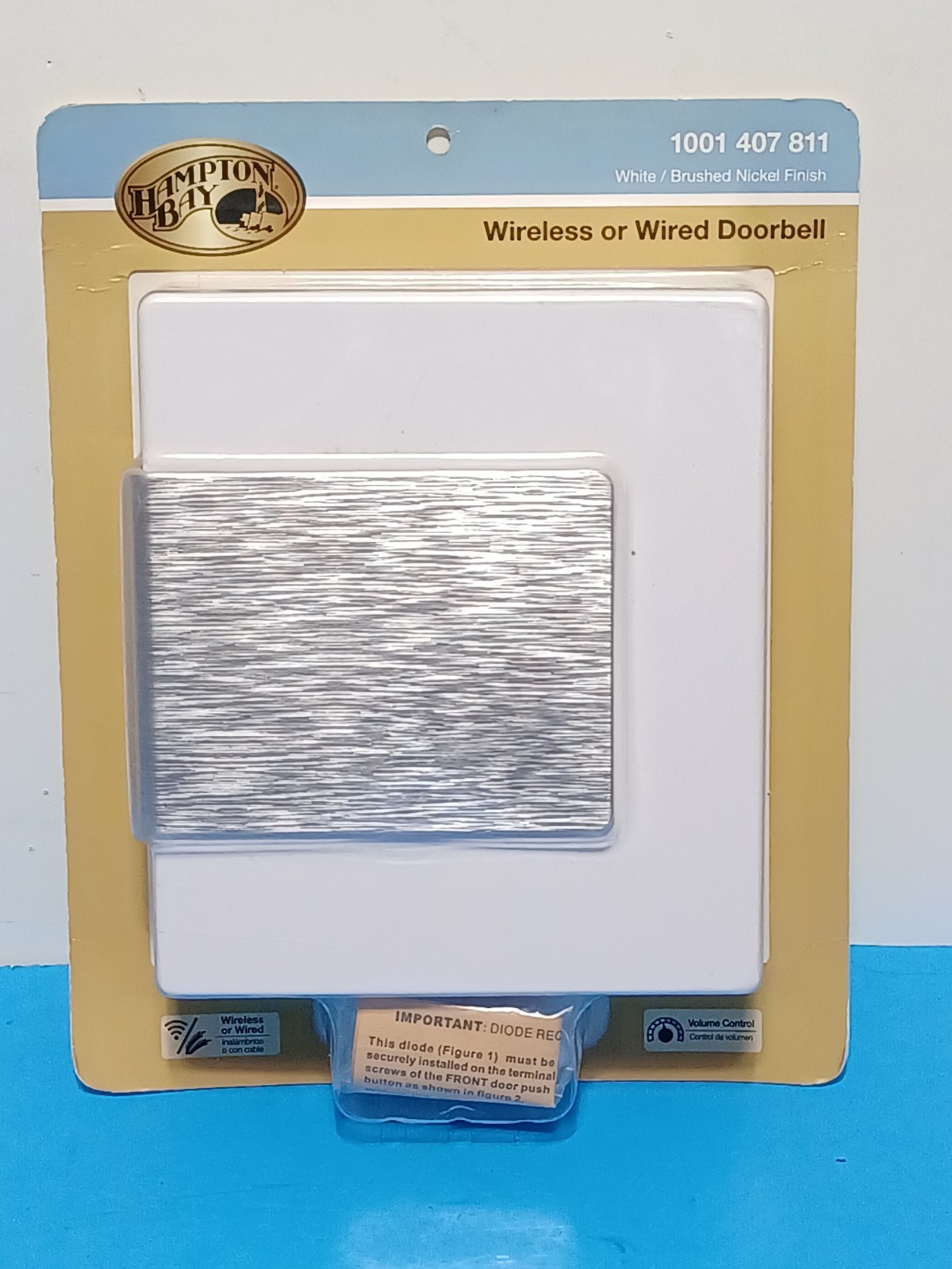 Hampton Bay Wireless Wired Door Bell White W/ Brushed Nickel ~ NEW SEALED