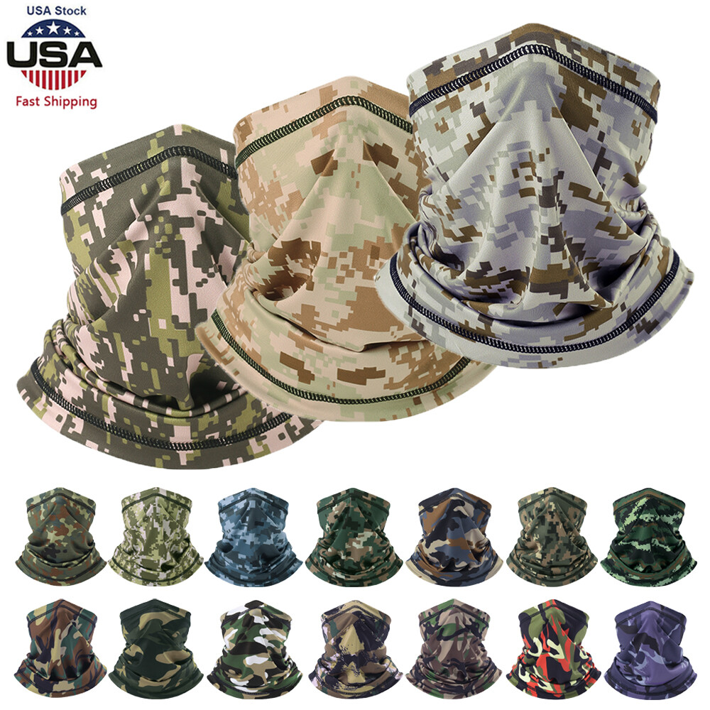 Tactical Camo Neck Gaiter Face Mask Scarf Breathable Bandana Cover Balaclava US
