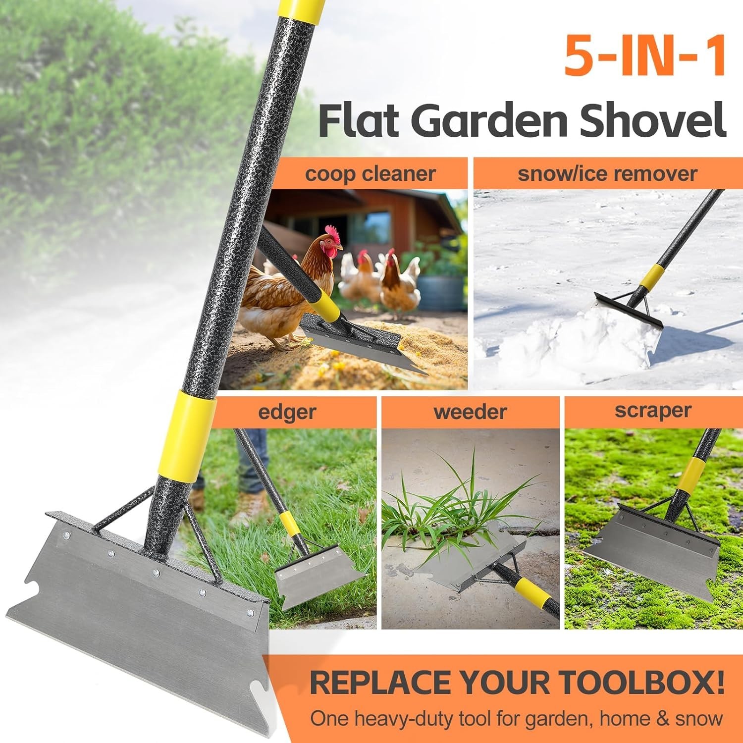 Ice Scraper Long Handle - Snow Removal Tool,Multifunctional Garden Cleaning F...