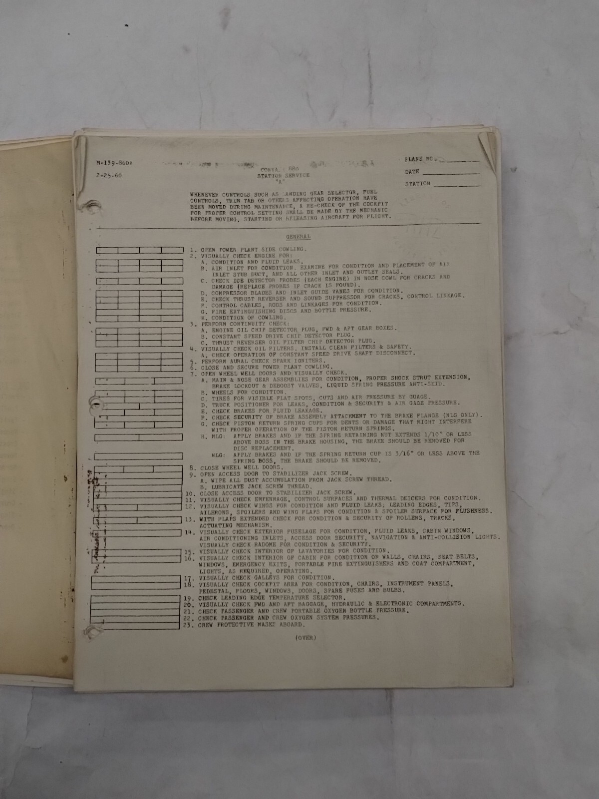Trans World Airlines Convair 880 Maintenance Study Guide-Original