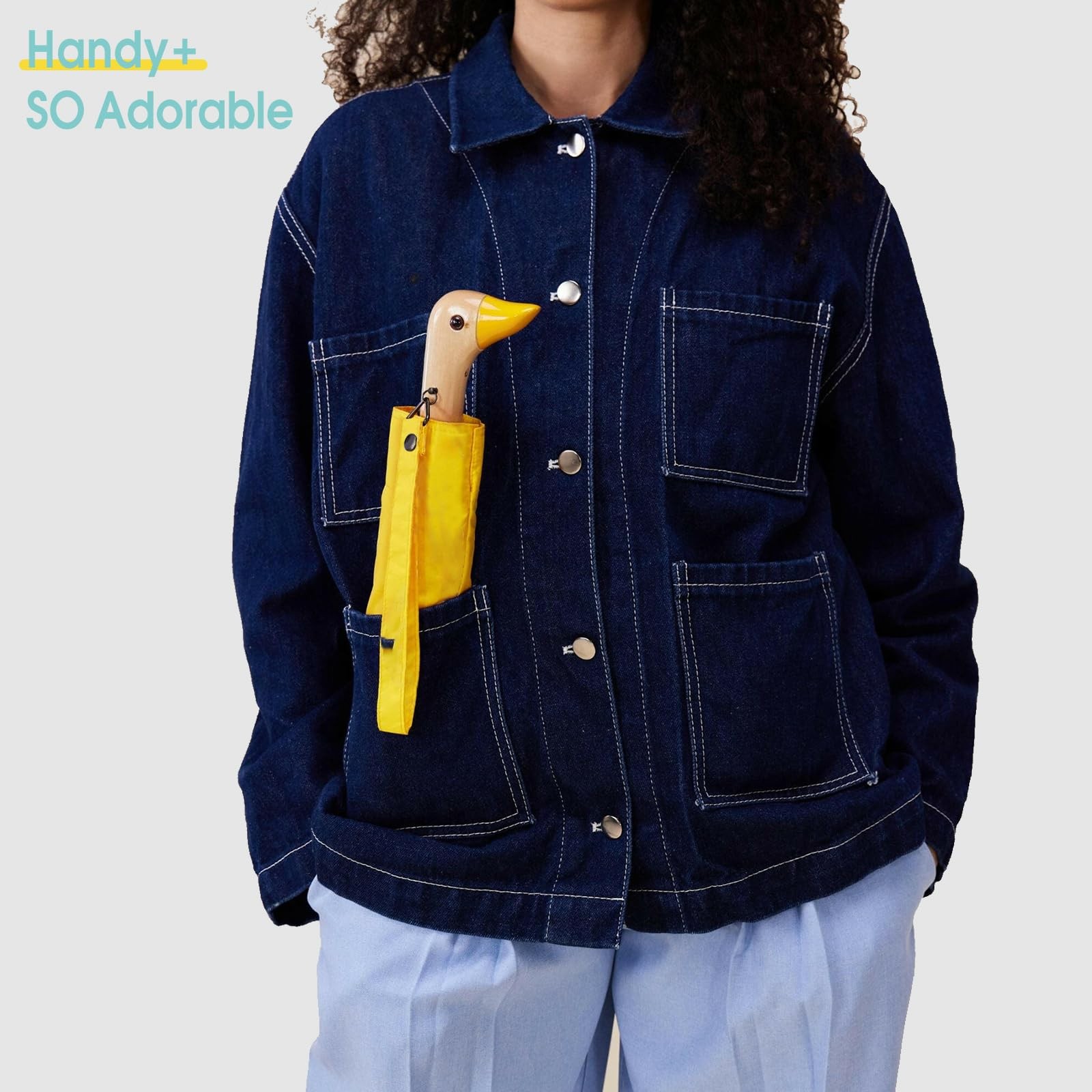 ViddVoom Duck Umbrella - Compact Travel with a Fold 12'', Yellow
