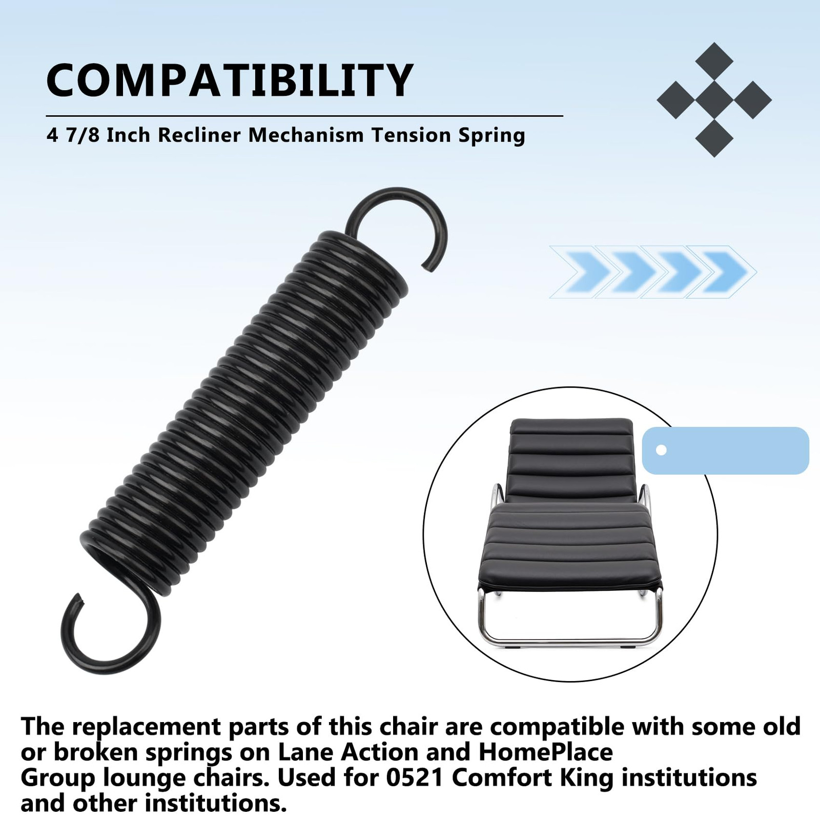 4 7/8-Inch Recliner Mechanism Extension Springs, Lane Recliner Springs for La...