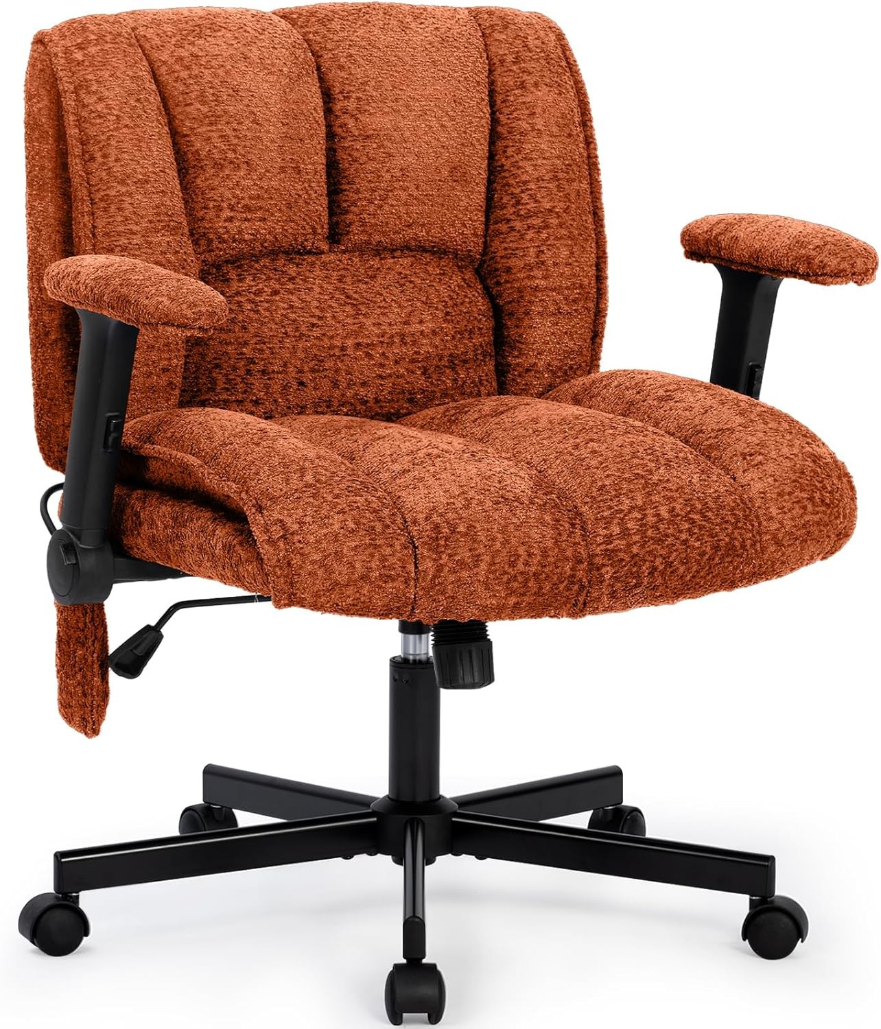 Criss Cross Legd Office Chair with Flip-Up Arms and Wheels, Wide Seat