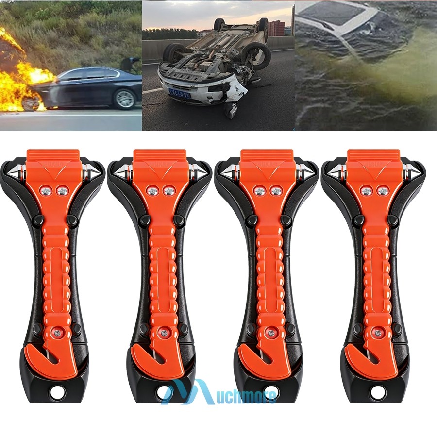 2~4PACK Universal Emergency Life-saving Hammer Window Punch & Seat Belt Cutter