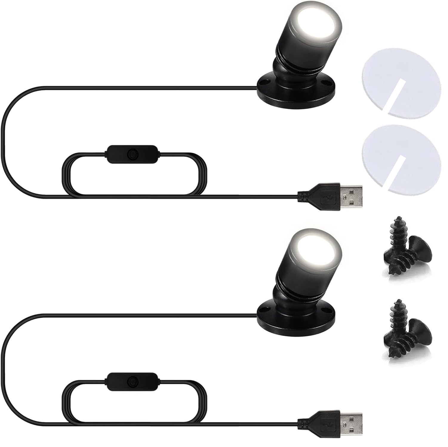 USB Powered Mini Spotlights for Displays 2-Pack â€“ 5V Small LED Spot Lights ...