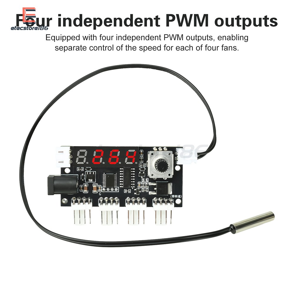 DC 5-24V 5A 4-way PWM Fan Speed Control Intelligent Temperature Control Module