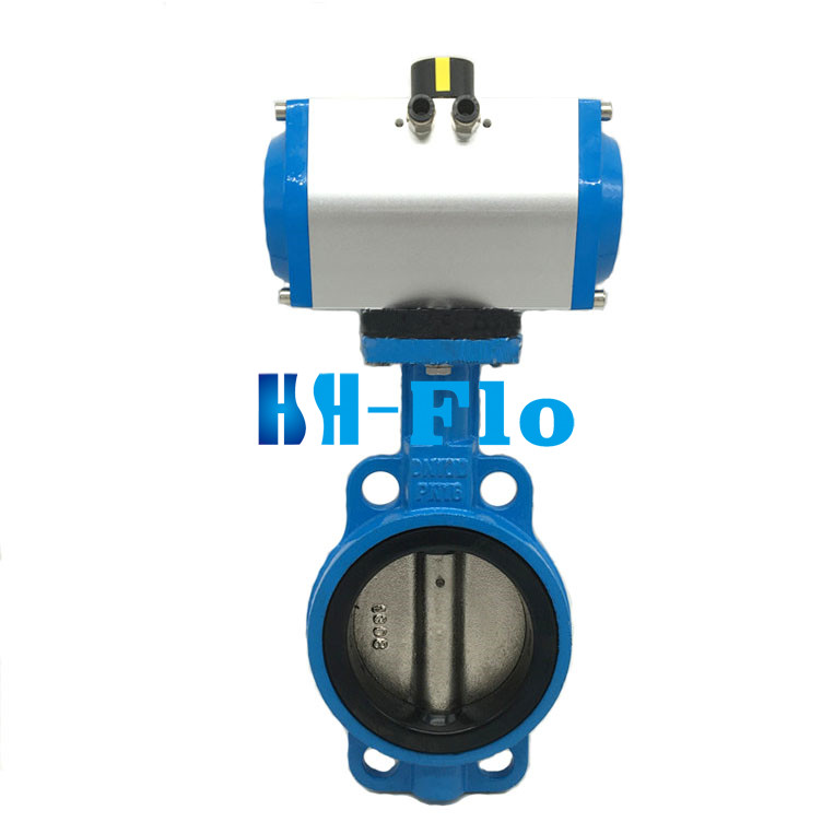 DN150 6" Double Acting Pneumatic Butterfly Valve Wafer Type EPDM Sealing