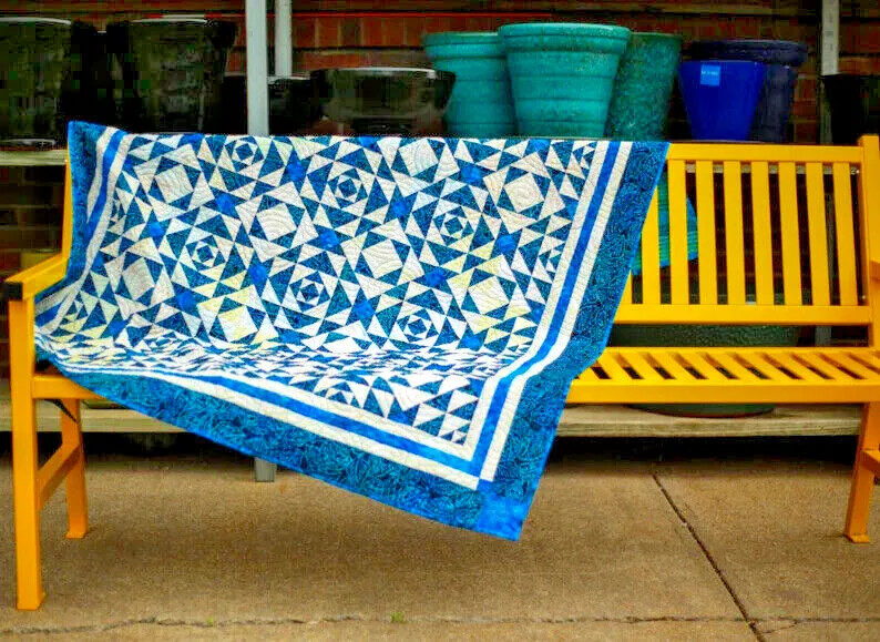 New Pieced Quilt Pattern WHITE CAPS by Eye Candy Quilts 52½"x62½"