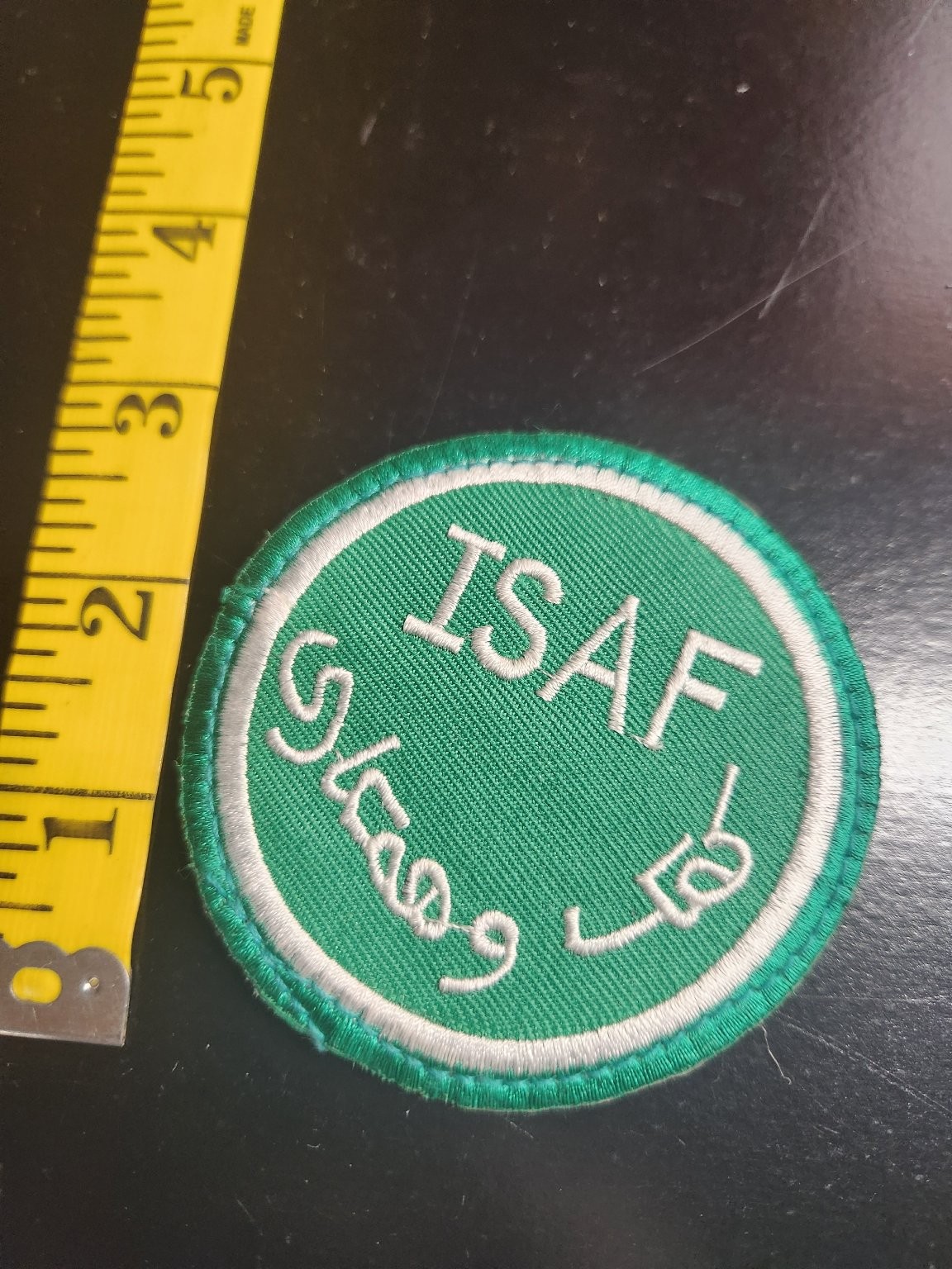 ISAF NATO Coalition Patch Green White Arabic Script Hook Loop Afghanistan