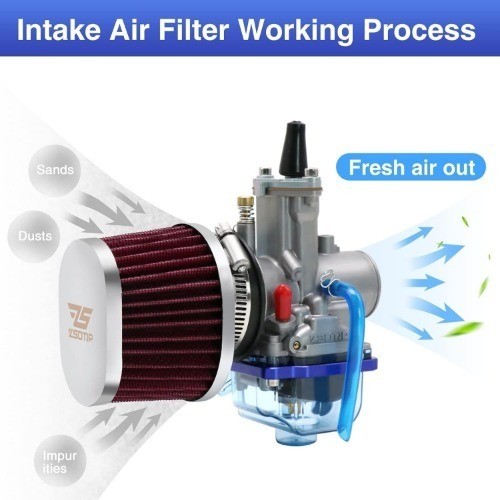 2PCS Motorcycle Air Filter Universal 55MM Replacement Engine F Size: 2PCS-55MM