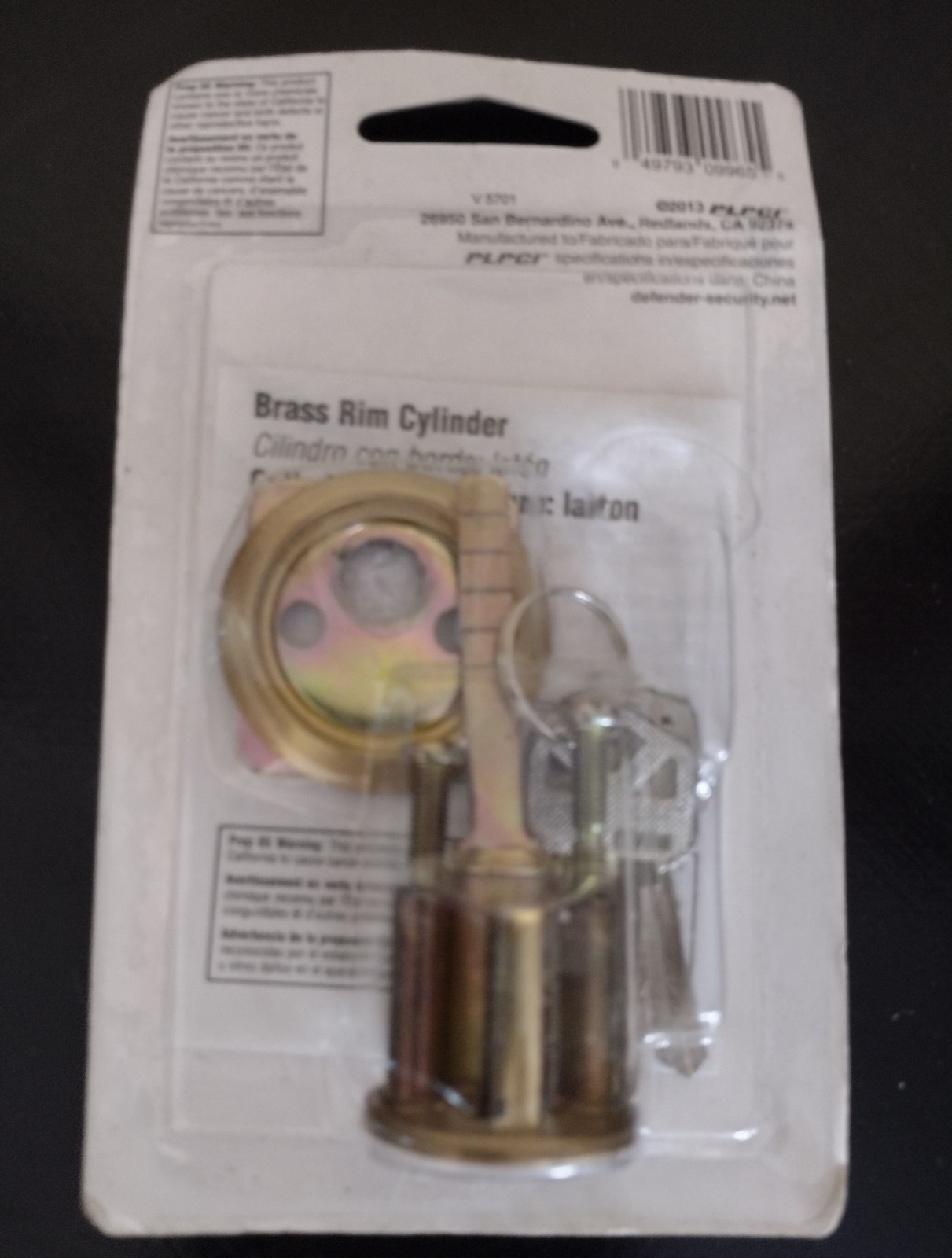 Defender Security Brass Rim Cylinder Lock Set – Keys Included – New Sealed