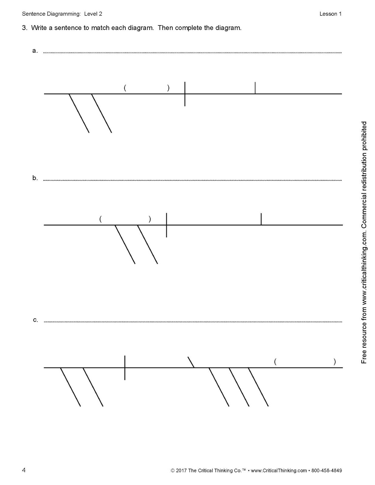 Sentence Diagramming Level 2 Workbook - Learn Sentence Structure for Grades 7+