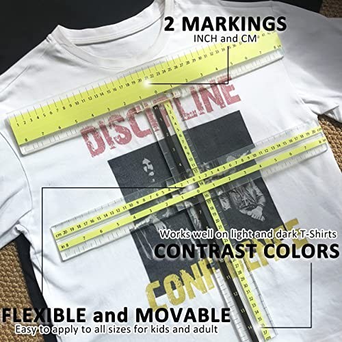 T-Shirt Alignment Ruler Guide Tool - Acrylic Transparent T-Ruler for Centering D