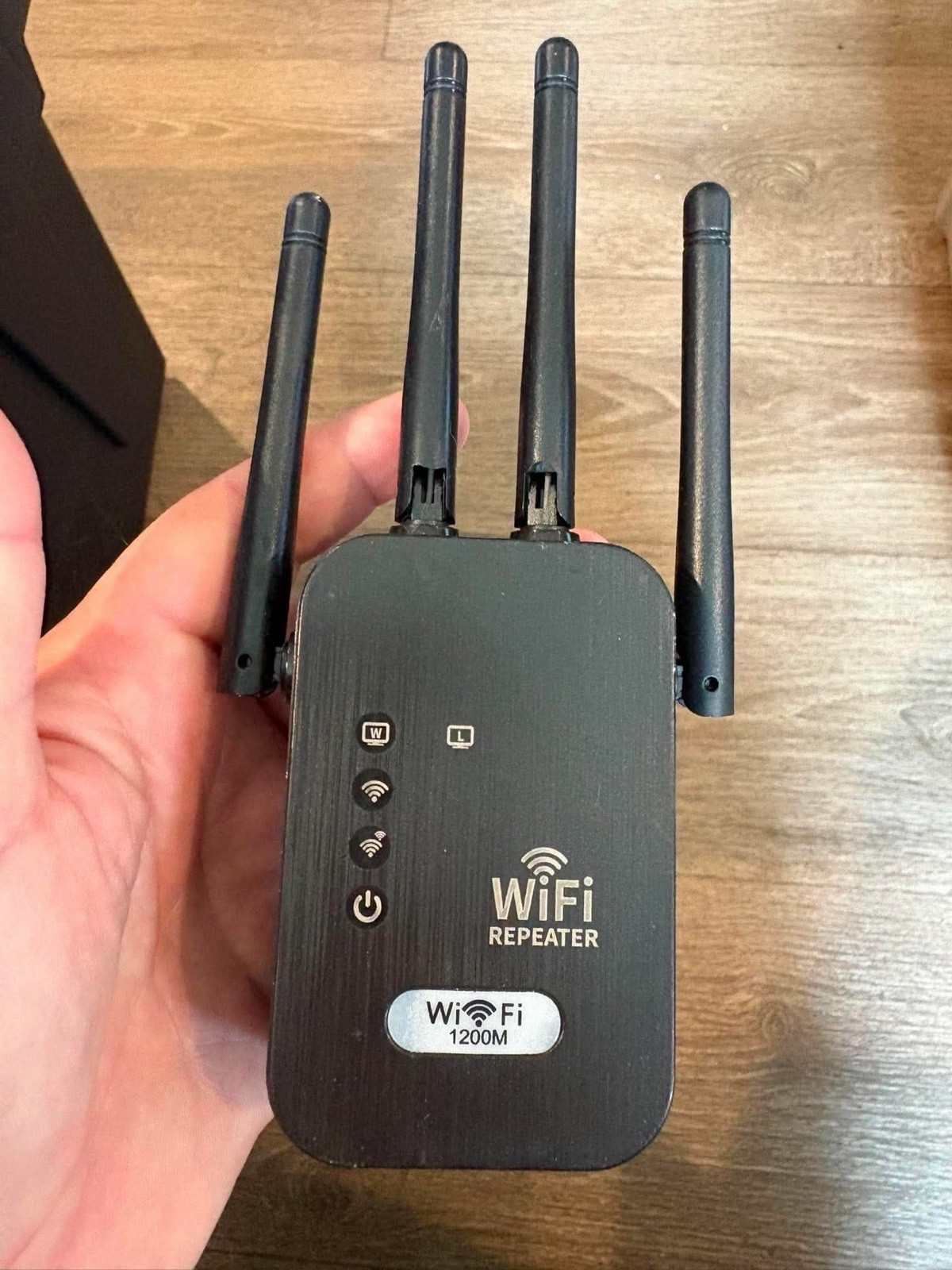 5G High-Speed WiFi Extender Signal Booster Dual-Band 1200Mbps 4-Antenna Black