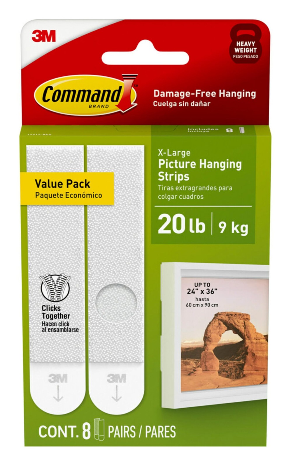 Command Heavyweight Picture Hanging Strips 20 lb - 16 Total Strips, White