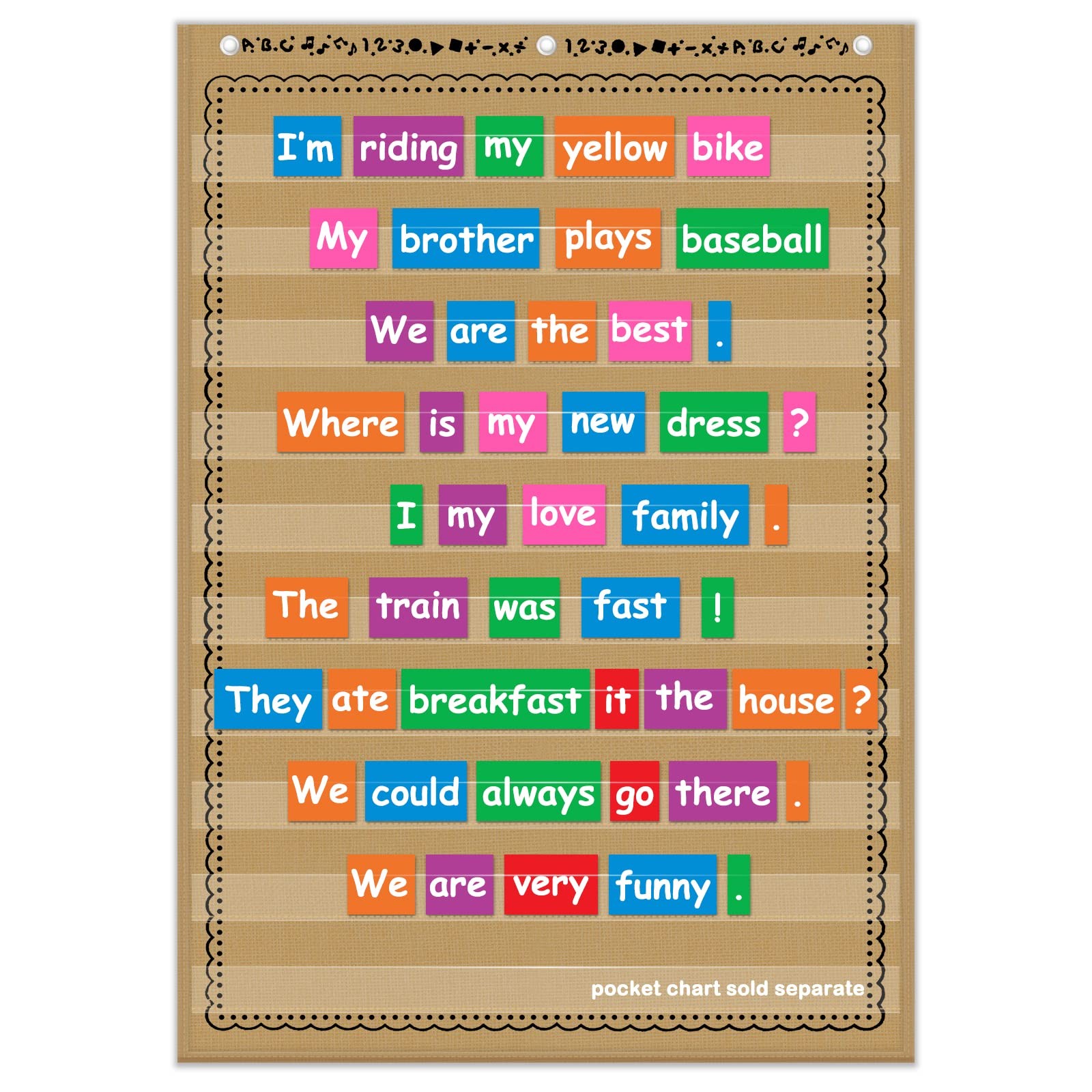 Standard Pocket Charts Clear 10 Pocket Chart Teacher Lessons Classroom Brown