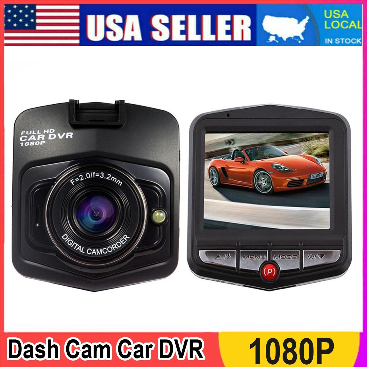 Full HD1080P Dash Cam Car DVR Recorder  Front Monitoring Camera FREE 32GB Card