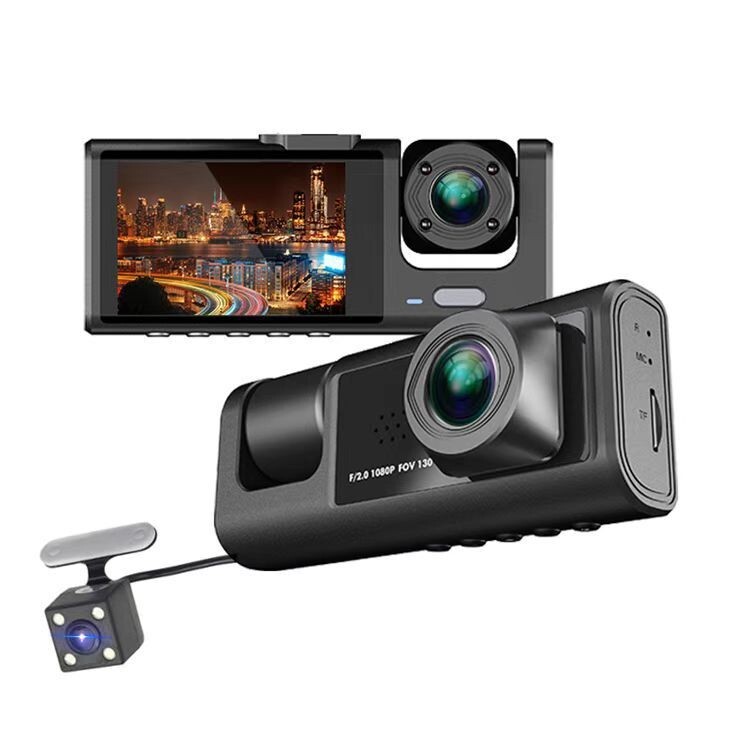 1080P 3 Lens Car Dash Cam Front/Inside /Rear Camera DVR Video Recorder G-Sensor