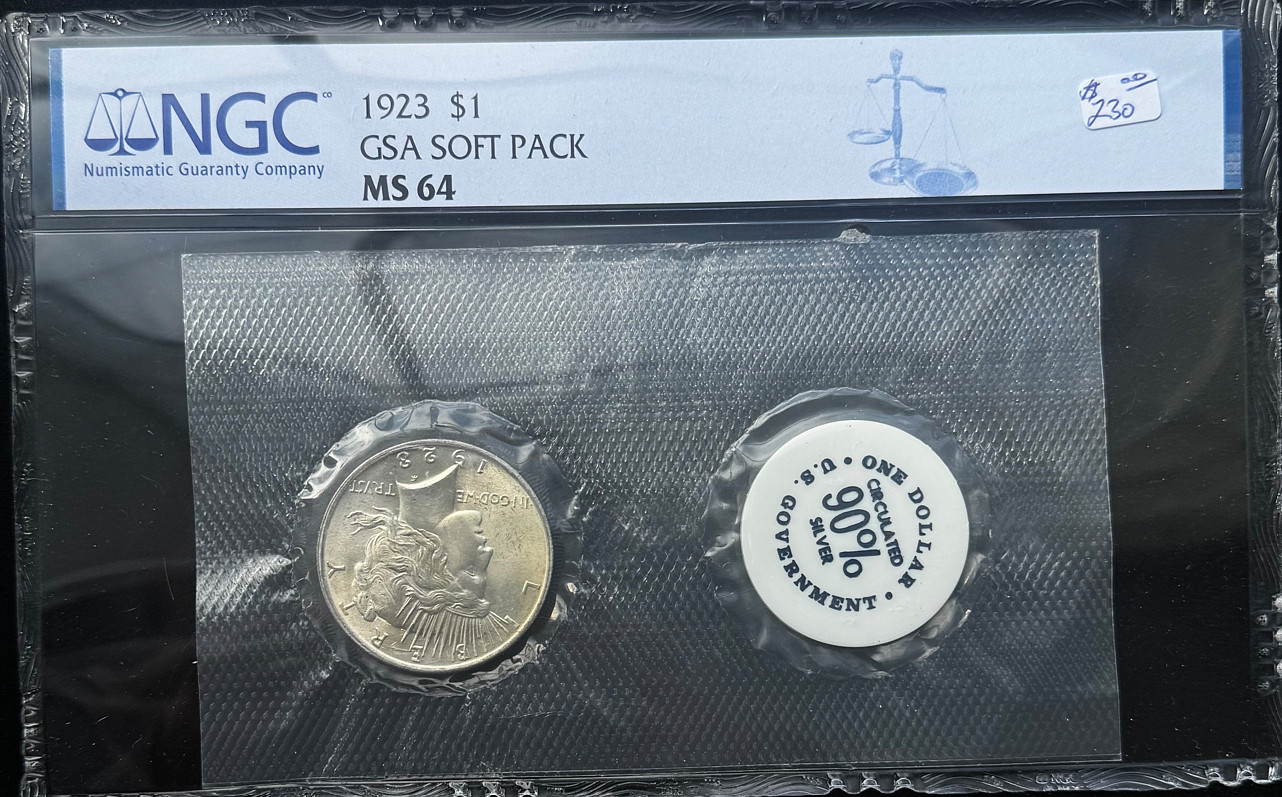 1923 Peace Dollar NGC MS-64 GSA Soft Pack Original Government 90% Silver