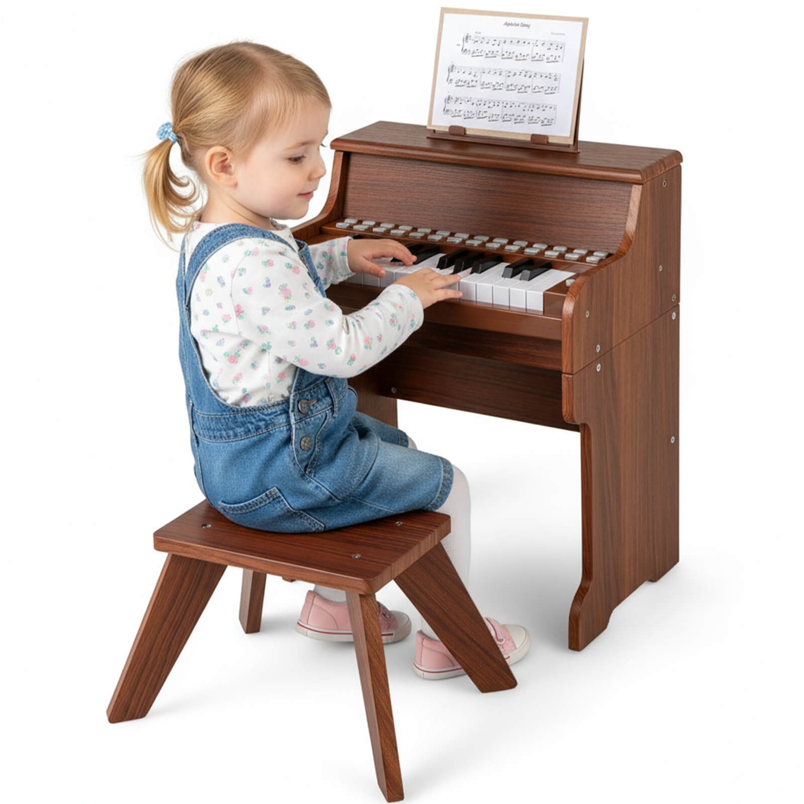 25 Keys Digital Piano w/Music Stand Stool Lighted Keys Teaching Mode for 3+ Kids