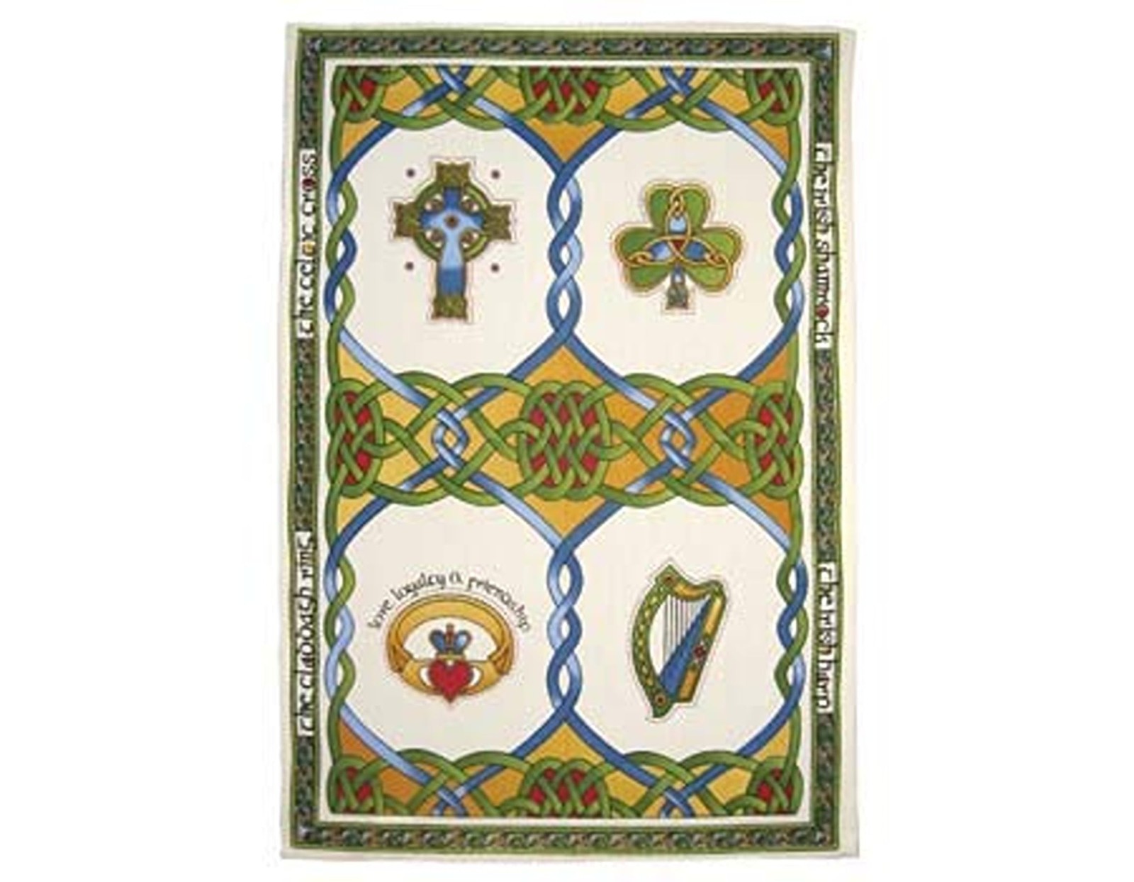100% Cotton Irish 75 centimeters high x 50 wide, Cream/Green