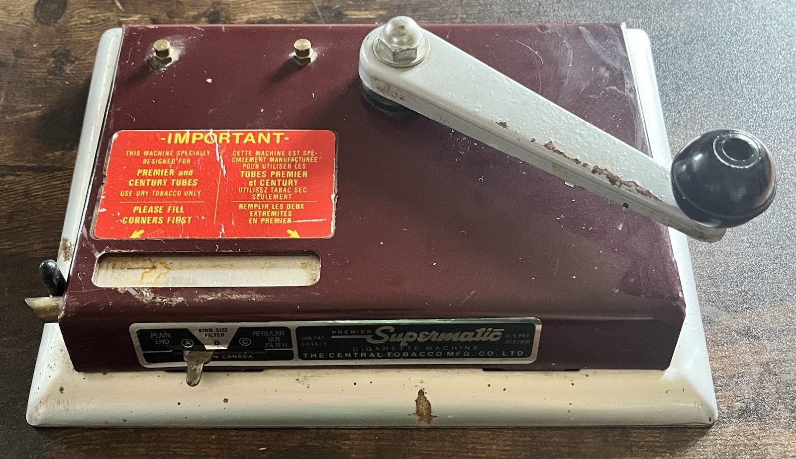 PREMIER Supermatic Cigarette Injector Machine Makes Plain End/Regular/King Size