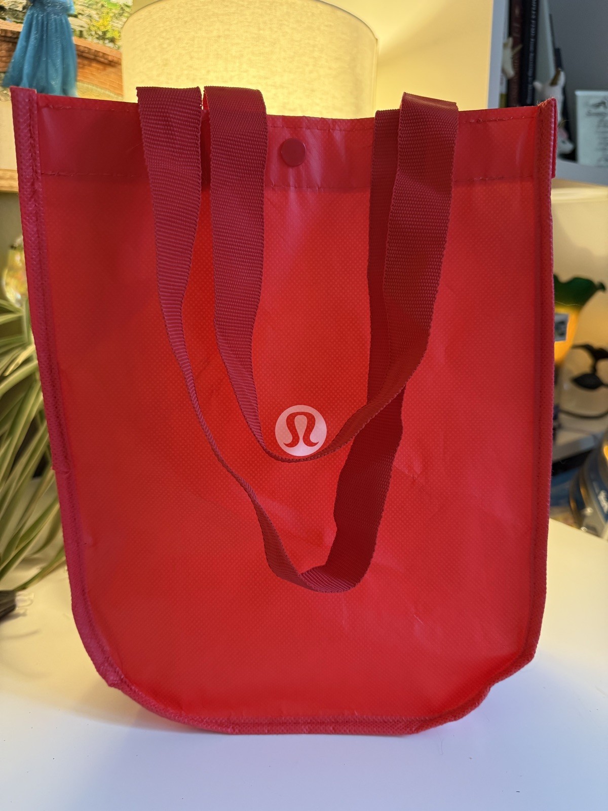 Lululemon Reusable Shopping Bag Gym Workout Yoga Tote Small Red White 12 x 9