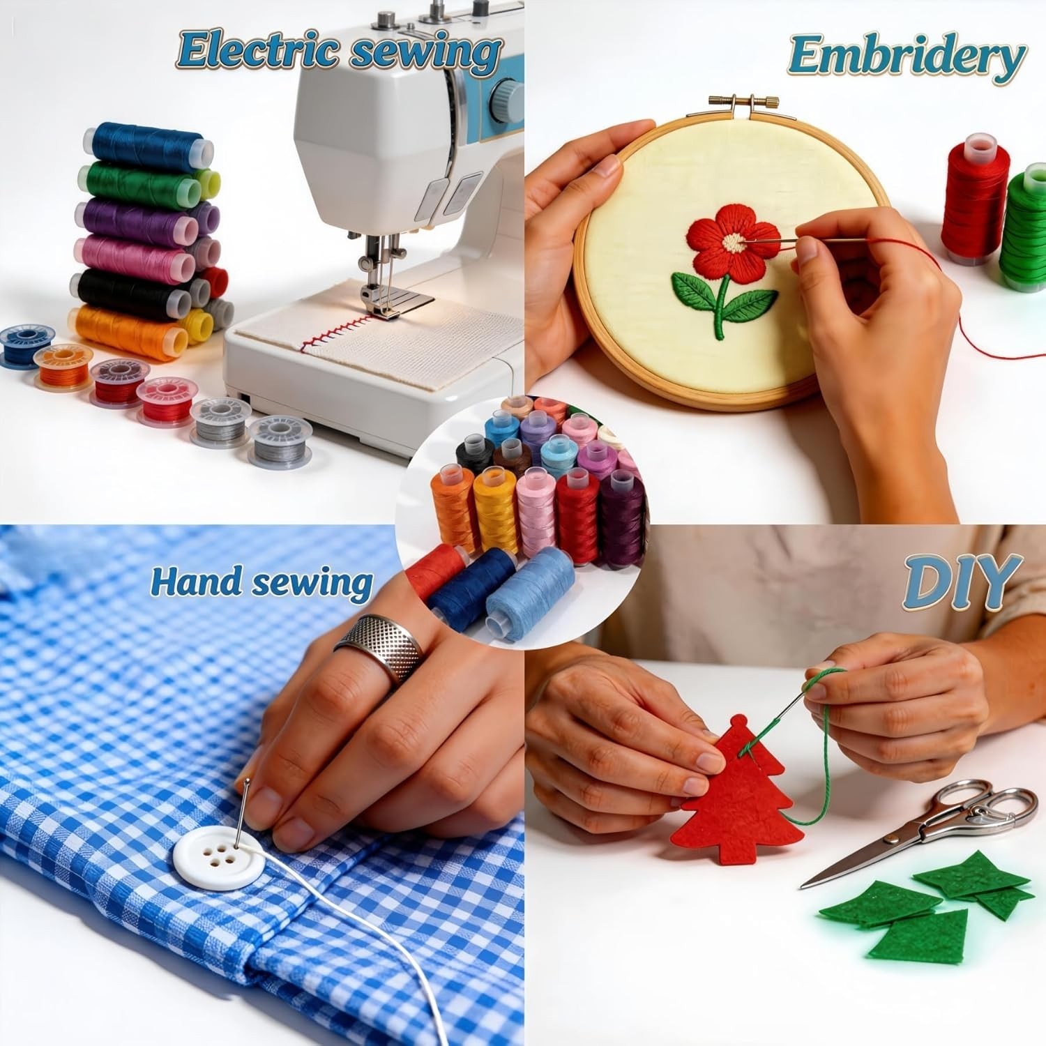 72 PCS Sewing Thread Assortment, 36 Color Thread for Sewing Machine with 36 Same