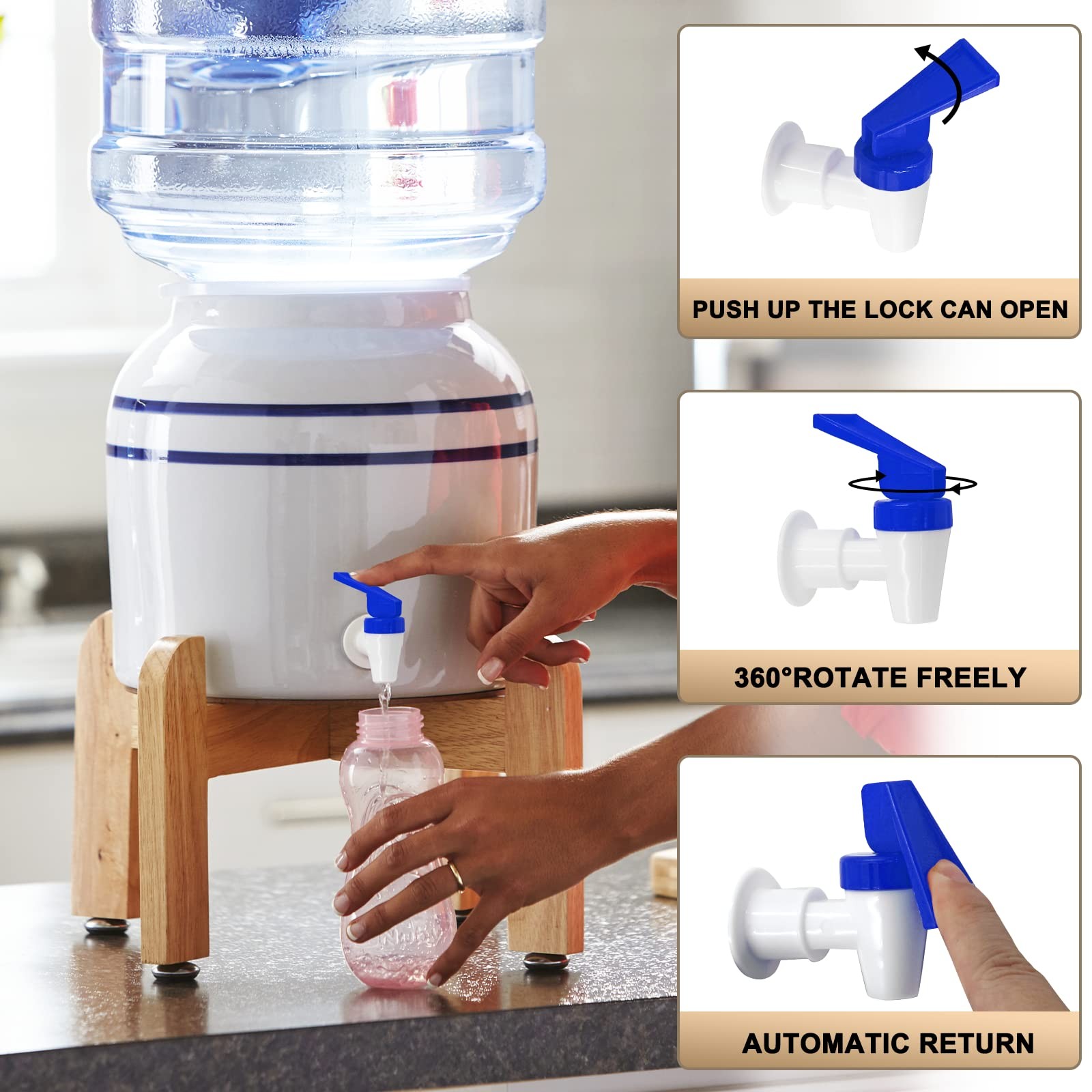 Replacement Cooler Faucet 2 Blue Internal Thread Plastic Spigot for Water Cooler