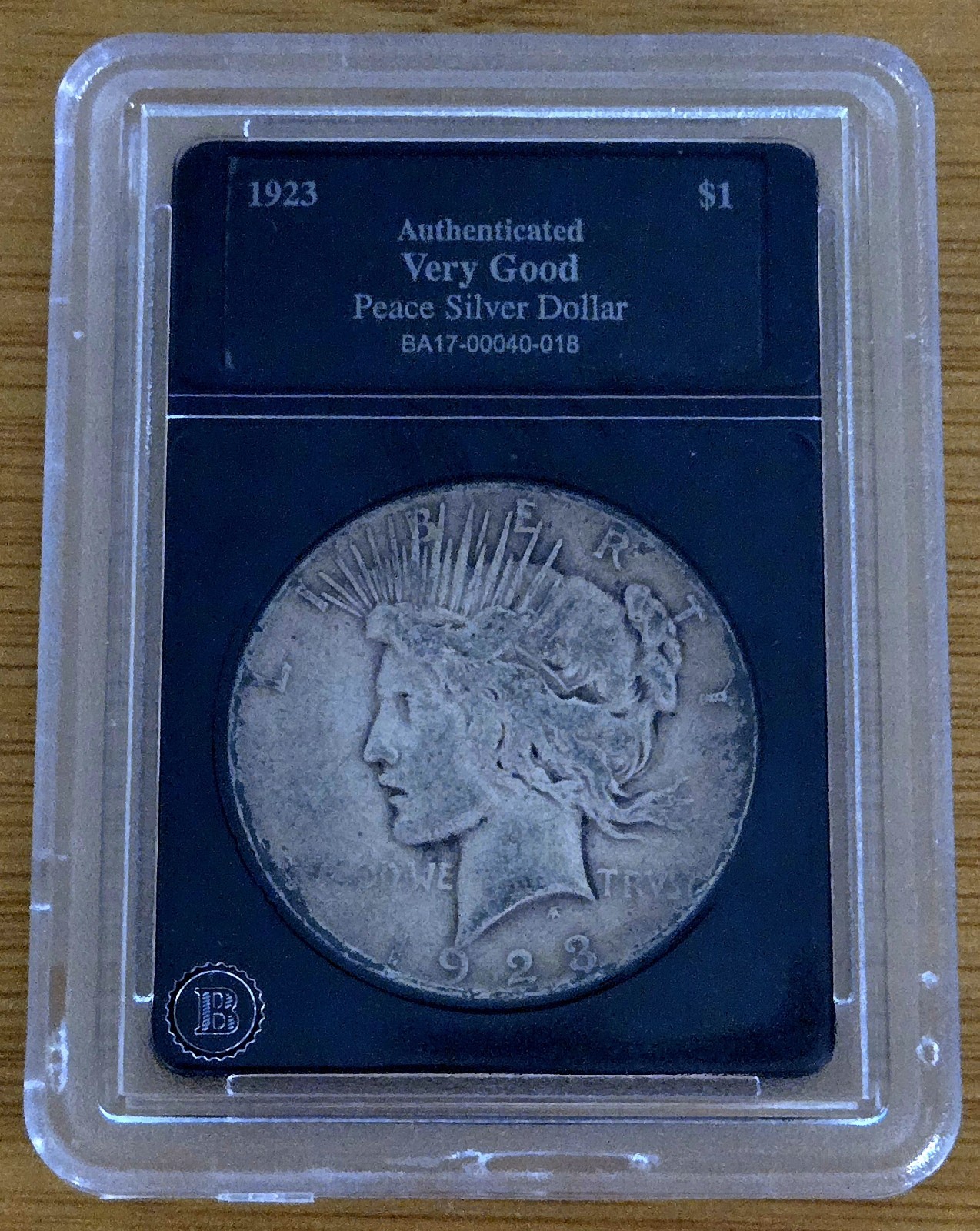 Bradford Exchange 1923 S  PEACE SILVER DOLLAR- Authenticated-Sealed