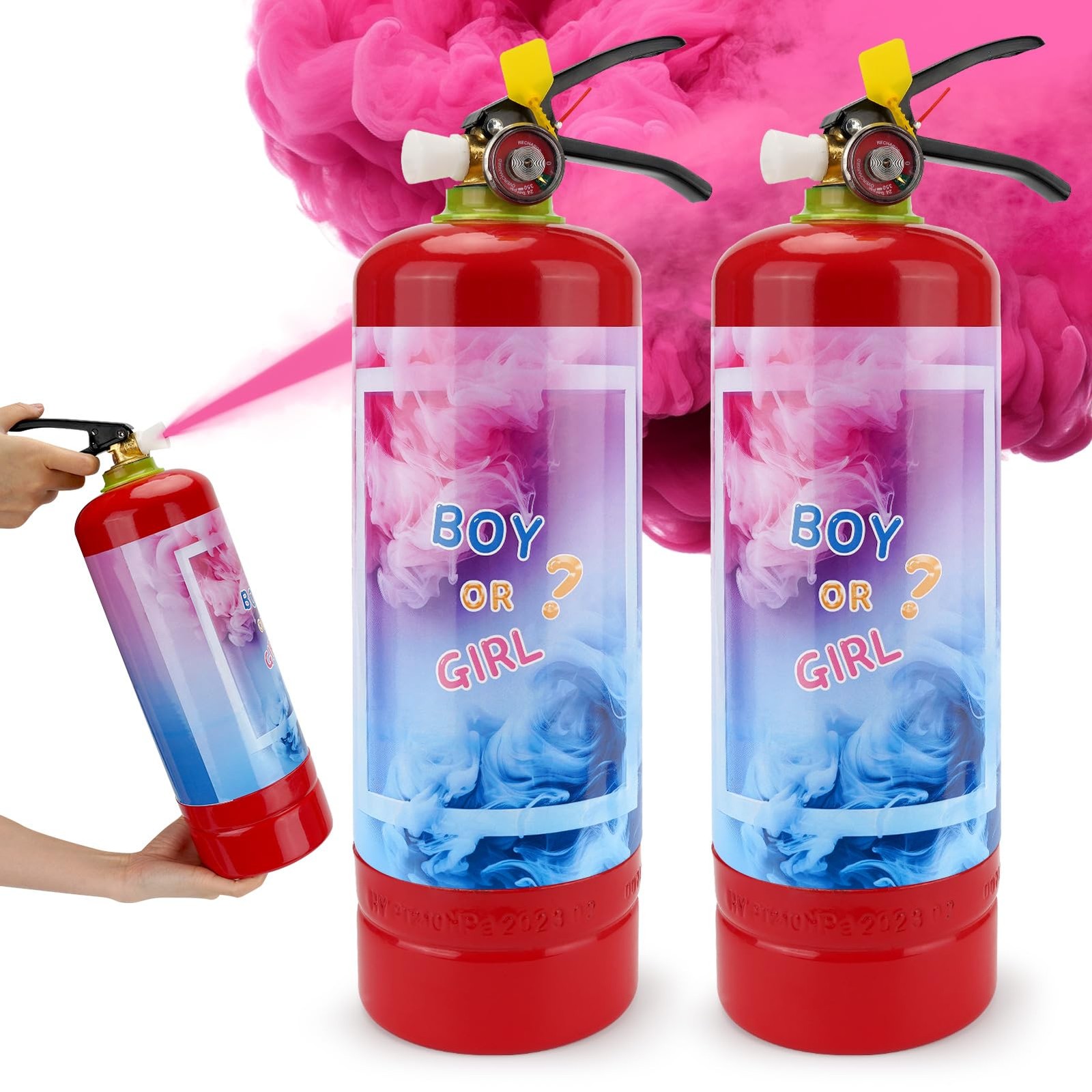 Giant Gender Reveal Fire Extinguisher 2 Packs, Gender Reveal Ideas, Baby Girl...