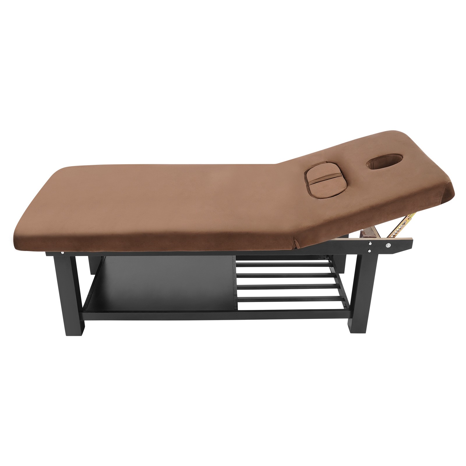 Stationary Massage Table Solid Wood Massage Table Spa Bed 75"x 31.5" Brown