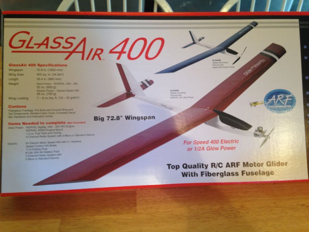 Norvel Glass Air 400 Red RC Glider Airplane ARF Kit