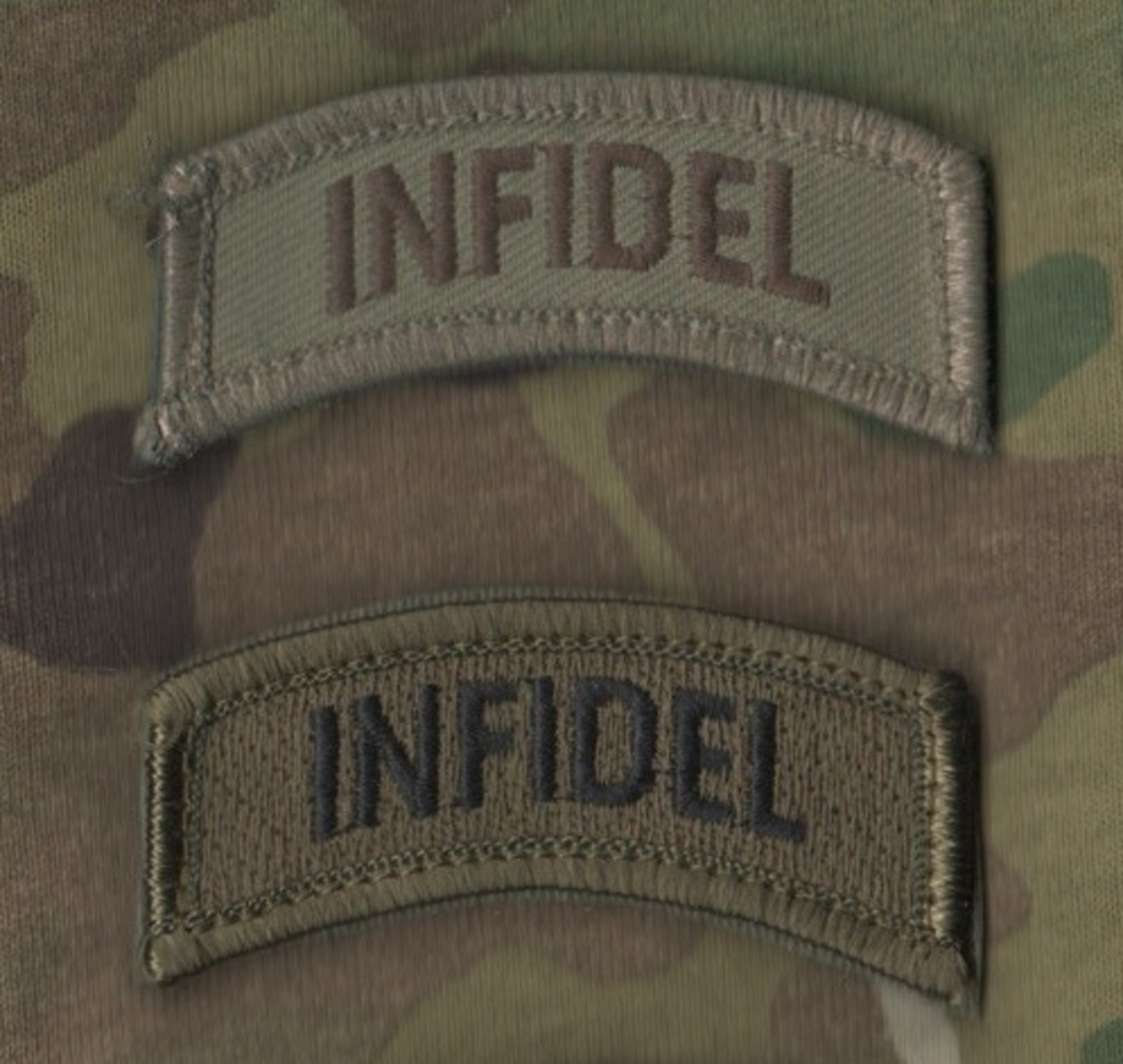 ALLIED COALITION FORCES OPERATOR SHOULDER burdock-hook 2-TAB: INFIDEL كافر